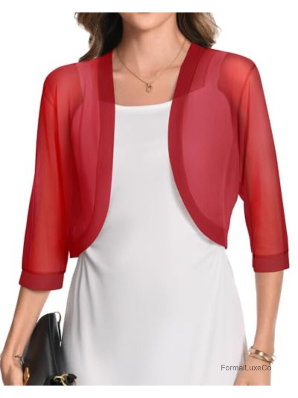 Sheer Shrug Open Front Cropped Mesh Bolero Cardigan for Dressy